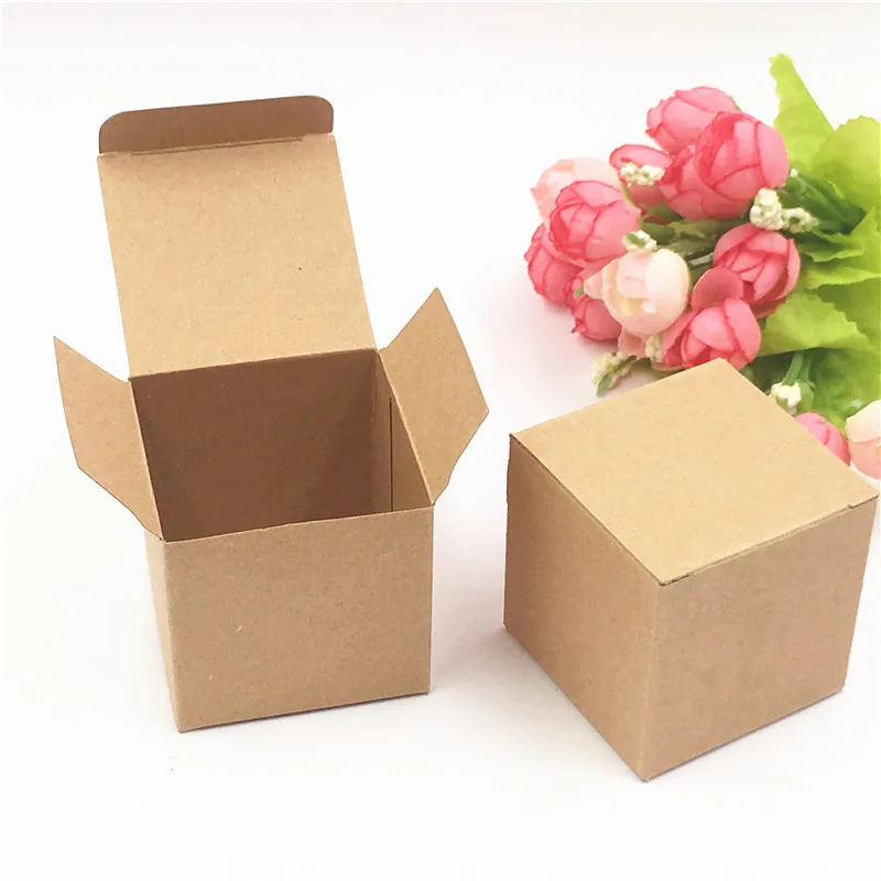 

12pcs kraft small cute cube cupcake packing carton festival party wedding wrapping supplies for earring/chain