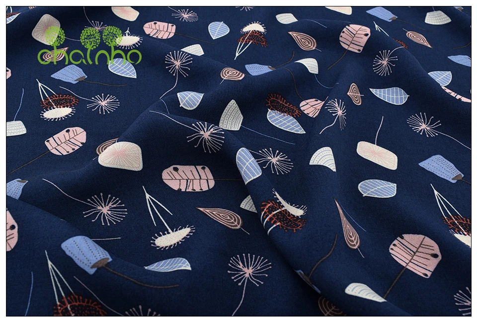 Chainho, ткань летней одежды/темно-синий цветочный Рисунок/имитация шелка/юбка/платье/рубашка материал/половина метра 50x140 см