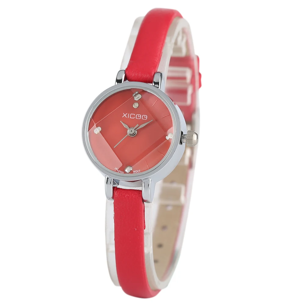 XICOO Trendy Ladies Dress Quartz Wristwatch Small Genuine Leather Band