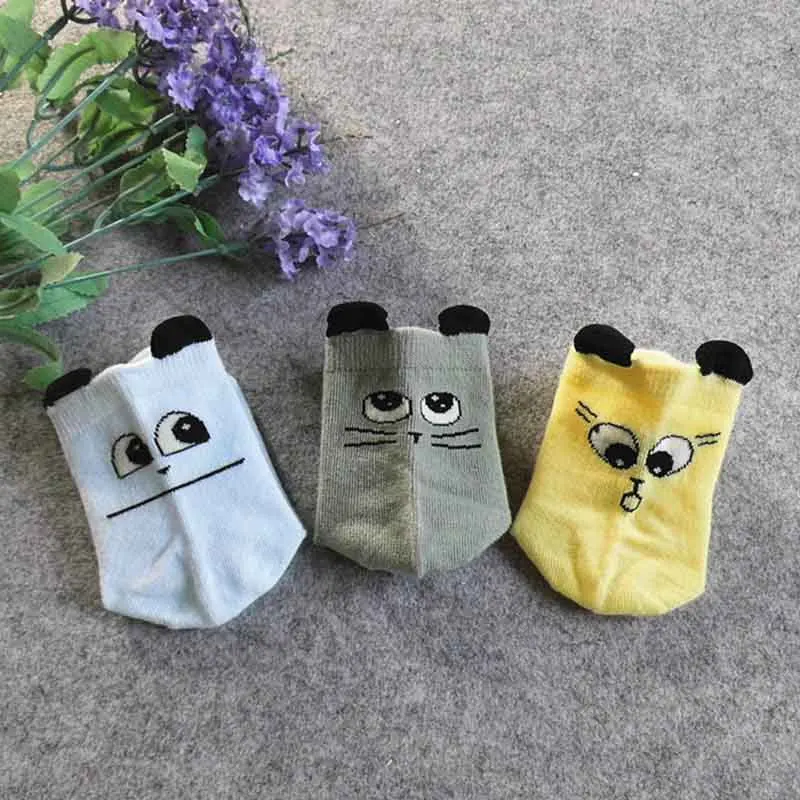 

Infant Baby Kids Girls Boys Socks Cotton Anti Slip Rubber Short Ankle Socks Cute Cartoon Emoji 3D Ears