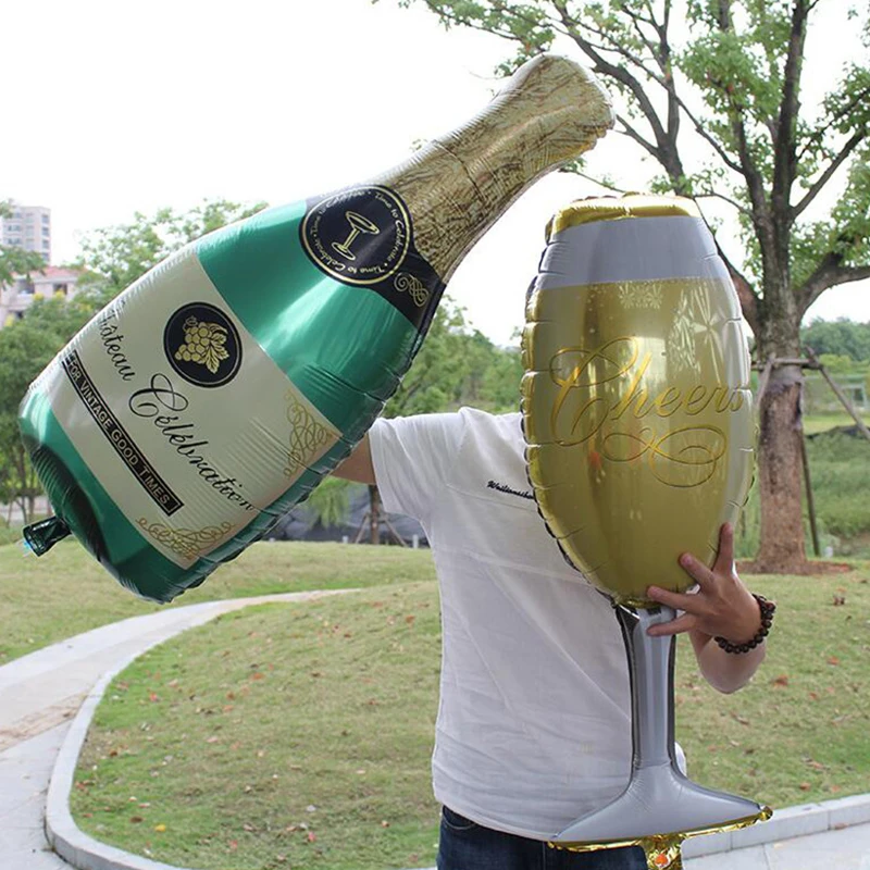 

1 Pc Larger Champagne Bottle Glass Small Champagne Bottle Glass Aluminium Foil Balloons Birthday Wedding Party Decor #268036
