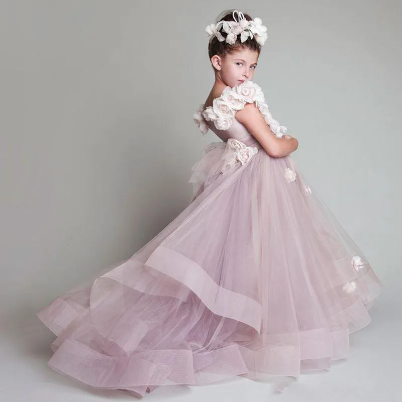 Krikor Jabotian/винтажное платье с цветочным узором для девочек на свадьбу; милое многослойное детское платье для первого причастия; милое пышное платье для маленьких девочек