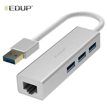 EDUP USB адаптер Gigabit Ethernet 10/100/1000 Мбит/с usb-хаб 3,0 Lan проводной сетевой карты Rj45 Порты и разъёмы USB разветвитель Win/Mac для компьютера