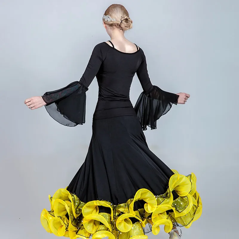 women dance skirts dance clothes long standard skirt for dancing flamenco skirt top ballroom wear waltz costumes