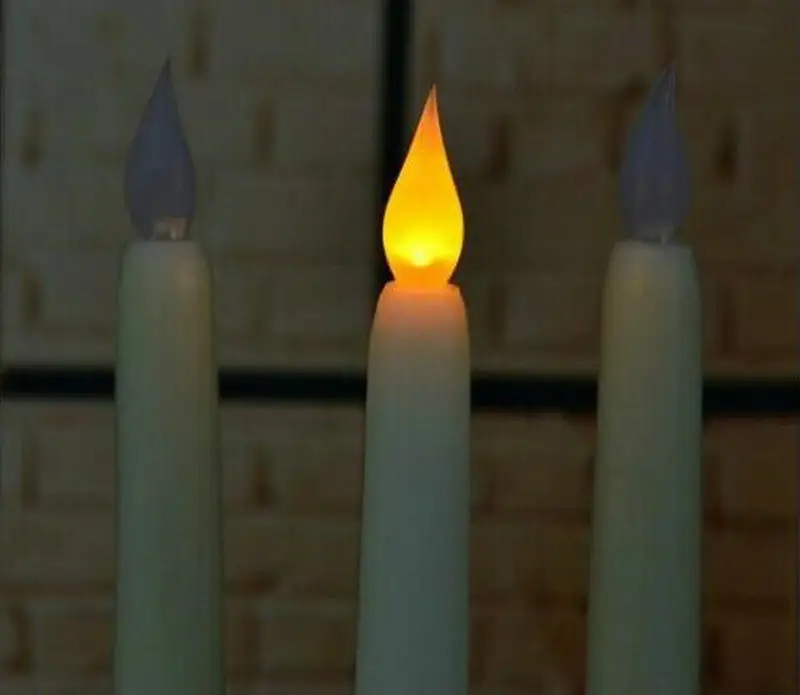 6 шт. 1" Led на батарейках мерцающие беспламенные цвета слоновой кости конус свечи лампы подсвечник Рождество свадебный стол церковный Декор 28 см(H - Цвет: amber