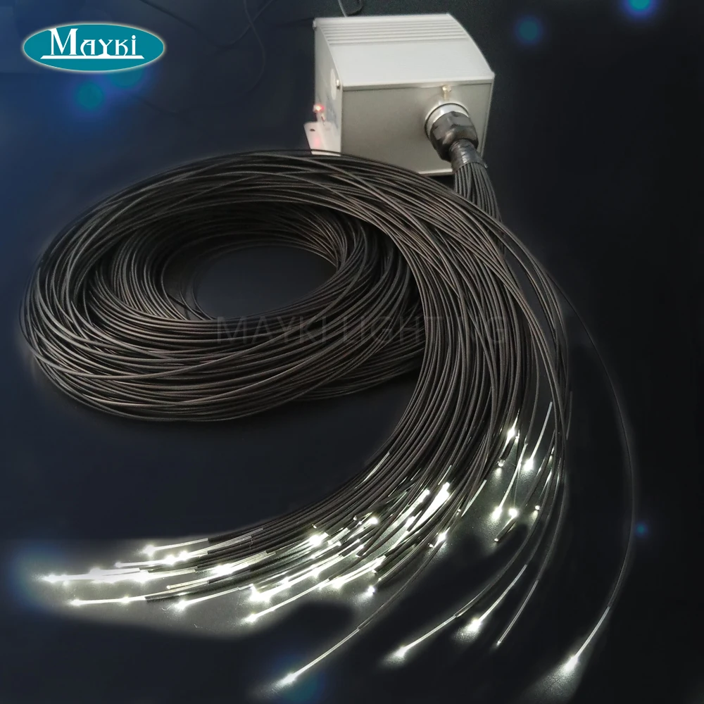 Maykit Cree Puce 5 W Blanc LED Éclairage À Fibers Optiques Illuminateurs Pour Sauna Avec 105 pièces 1.5mm 2 m Noir Gainé De Fiber De Harnais|led fiber optics lighting|fiber optic light|optic light -