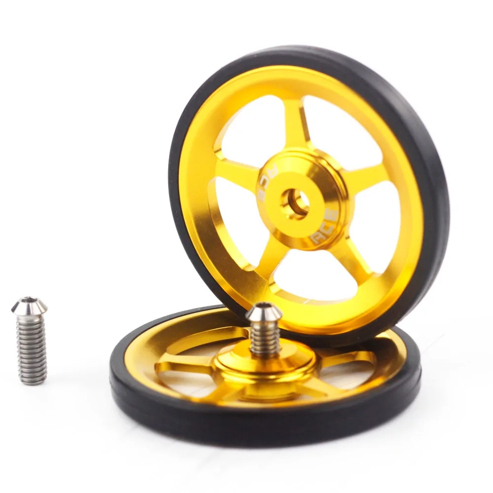 Flash Deal Aceoffix Easy Wheels Easywheel & Titanium Bolts For Brompton Folding Bike Dino Kiddo bike Alloy Super Lightweight wheels 2pcs 6