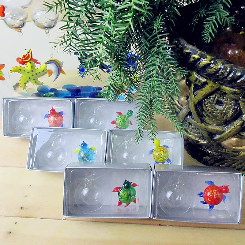 6pcs hand blown glass Tortoise small statues home aquarium decorations