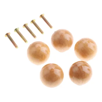 

5Pcs Wood Cabinet Drawer Wardrobe Knobs Wooden Furniture Handles Cabinet Kitchen Drawer Wardrobe Door Pulls Furniture Hardware