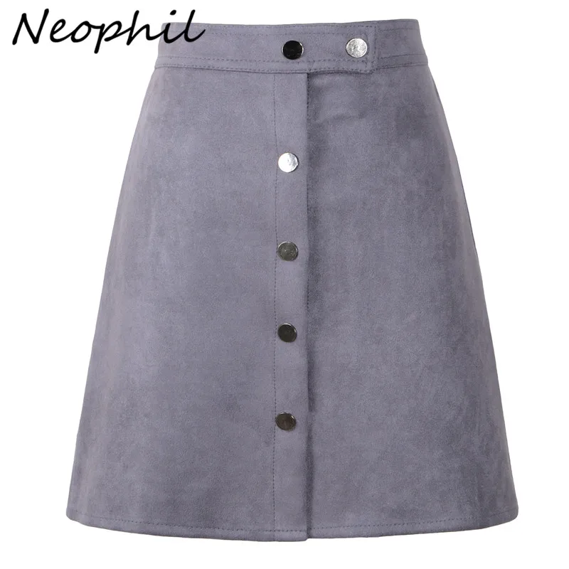 Online Neophil 2019 Winter Frauen Wildleder Taste Mini Vintage Stil EINE Linie Röcke Hohe Taille Schwarz Wrap Damen Kurzen Rock Tutu saia S1001