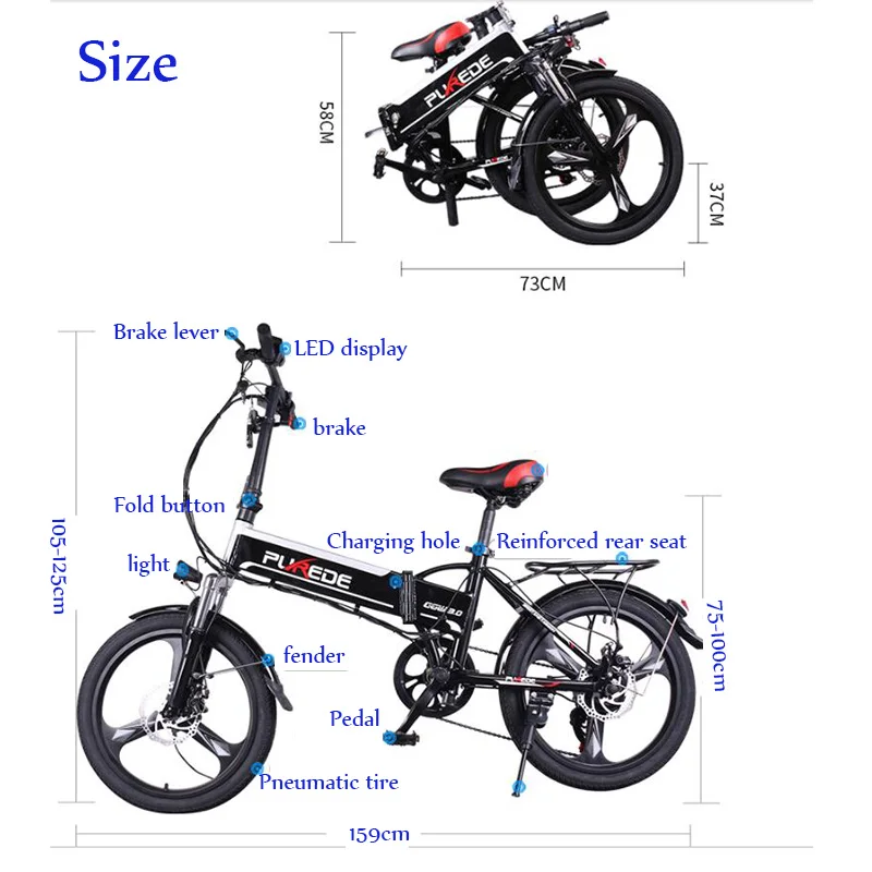 Excellent Electric bike 26inch Aluminum Folding electric Bicycle 500W Powerful bike 48V12.5A Battery Mountain ebike Snow/beach/city e bike 30