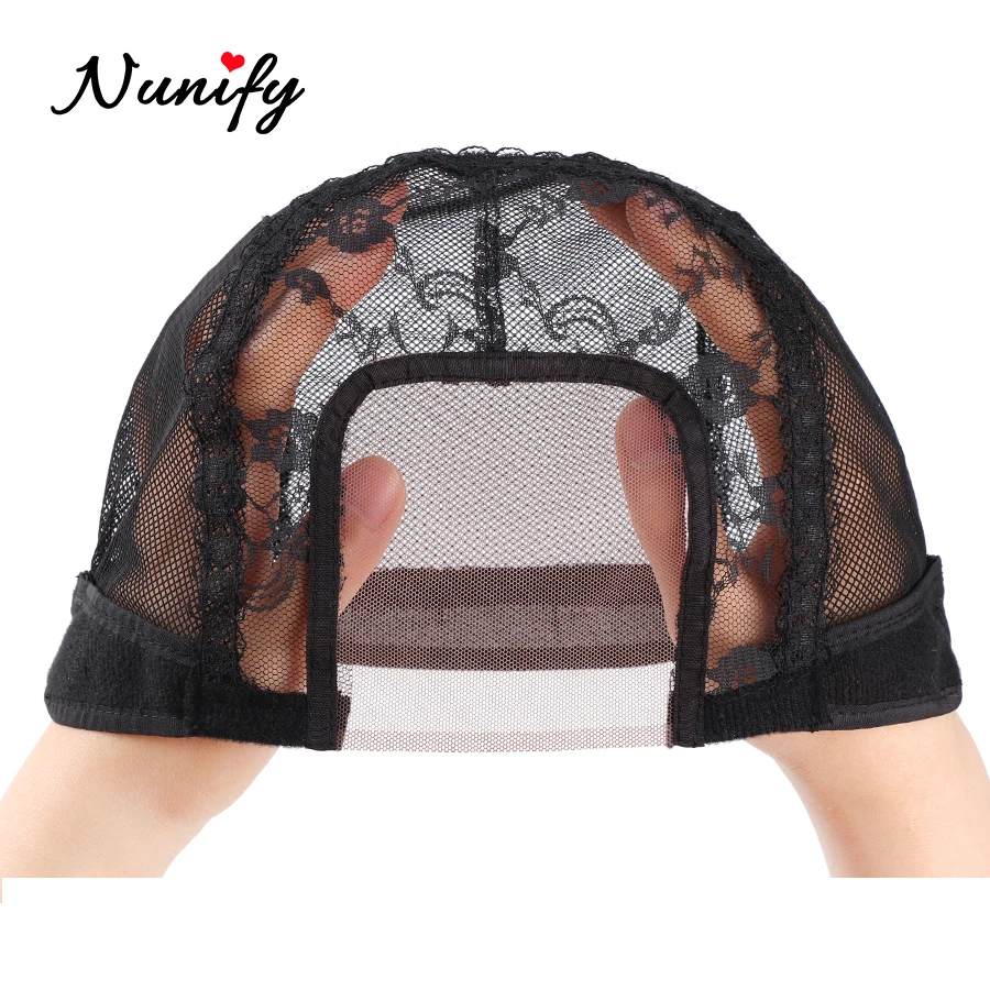 

Wholesale 5-10Pcs U Part Lace Wig Cap Nunify Collection Wig Making Tools Wave Cap With Adjustable Elastic Band Spandex Dome Cap