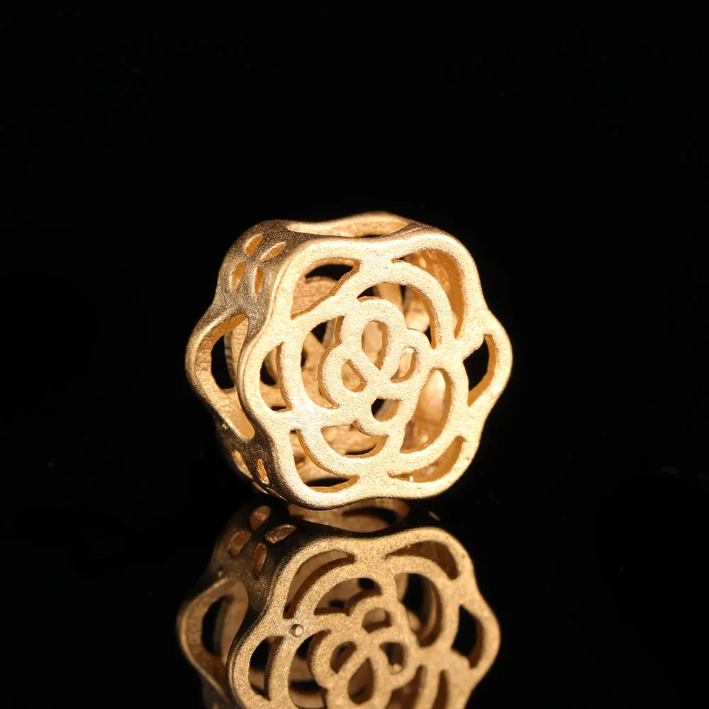 

24K Yellow Gold Filled 12mm Hollow Rose Flower Bead Fit Charm Bracelet Bangle Spacer Beads DIY For Jewelry Making Accessories