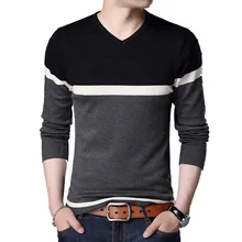 Осенний повседневный мужской свитер с v-образным вырезом, приталенный мужской свитер, хлопковые пуловеры, Лоскутная одежда для мужчин, разборчивая