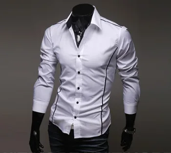 

2018 Sale Blusas New Fashion Spring Autumn College Style Unique Personality Trim Shirts Men Casual Slim Long-sleeved Menm-3xl