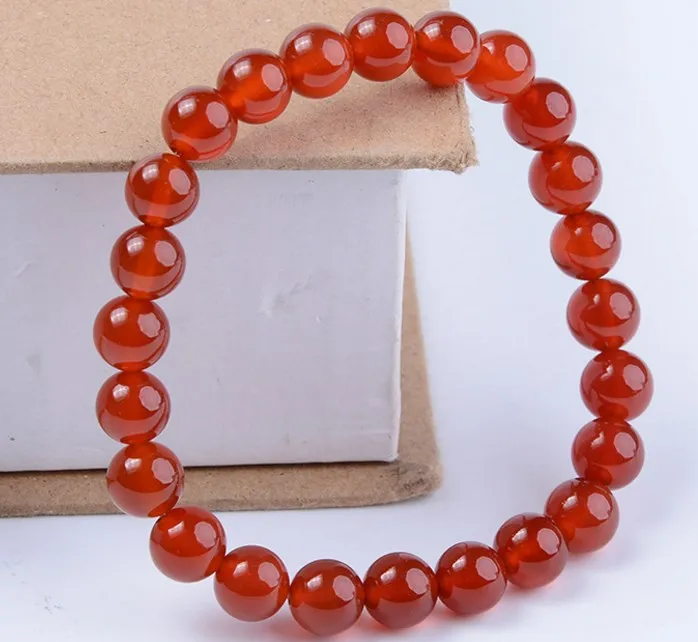 

8mm tj323 adjusted Charm nature stone red agate Onyx Bracelet women Healing Balance Prayer Reiki Chakra Buddha Yoga