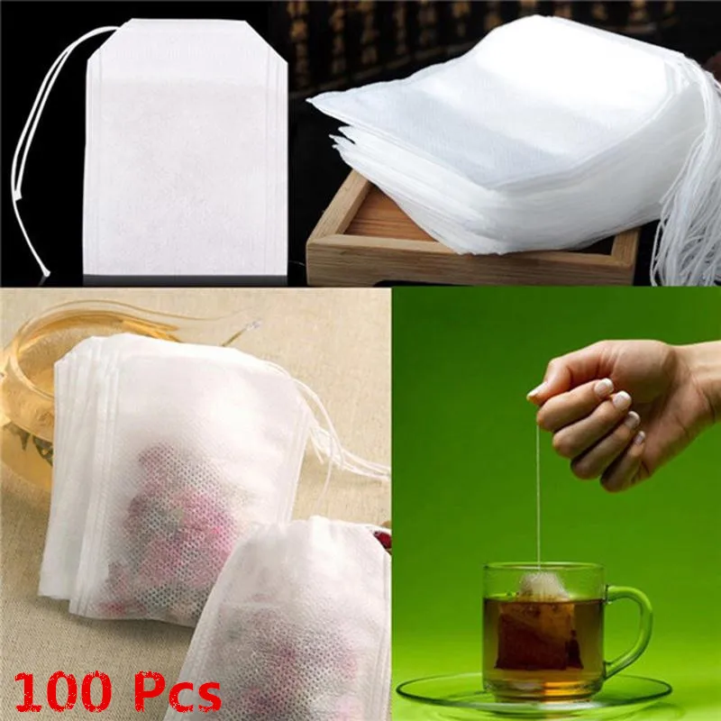 

100Pcs/Lot Scented Teabag Empty Tea Bags With String Heal Seal Filter Tools for DIY Handmade Herb Loose Flower Tea Drinking Bag