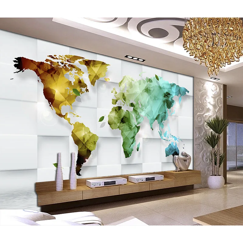 

Custom Wall Mural Modern Art Painting High Quality Mural 3D Wallpaper Color Pattern Grid Map 3D Mural Living Room