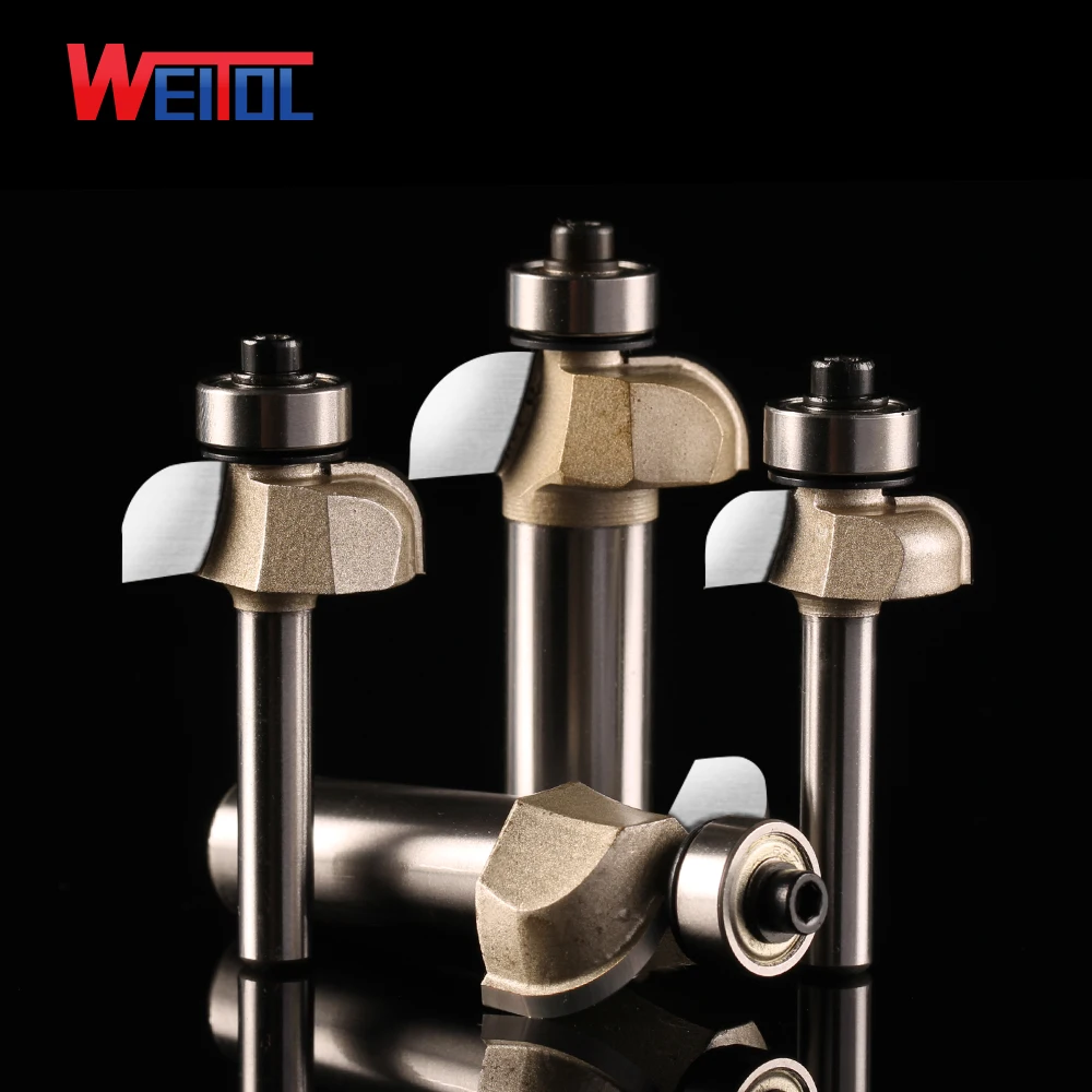 

Weitol free shipping 1 pcs Arc trimming tool with bearing CNC Engraving Router Bit Trimmer Chamfer Carving Tool Round Over Bit
