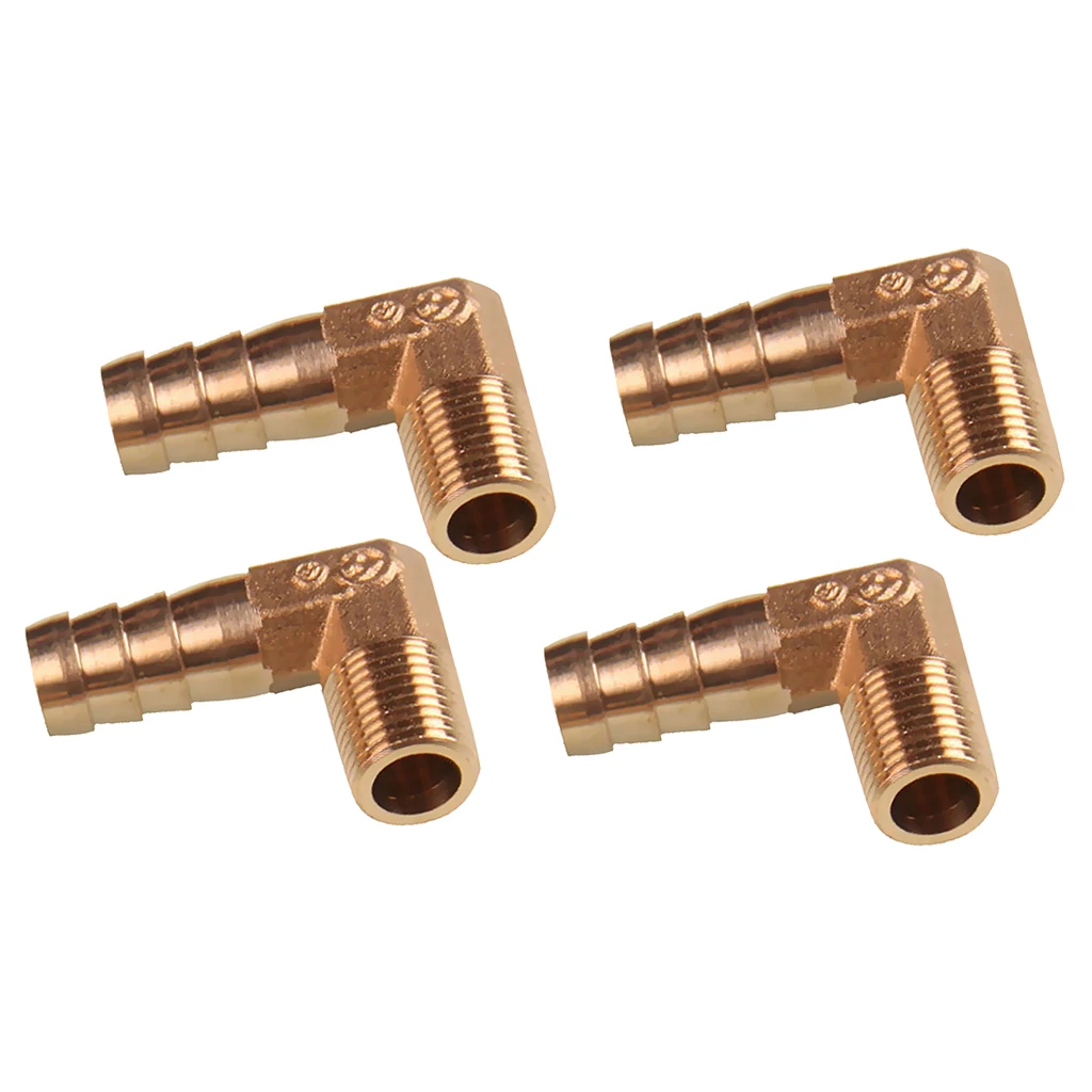4 pieces 1/4 BSP To 12mm Brass 90 Degree Male Elbow Barb Hose Tail Pipe Gas Fittings