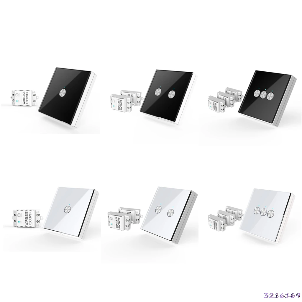

1/2/3 Gang Wireless Light Switch Waterproof Remote Light Switches No Wiring Quick Create Remote Control Ceiling Lamps LED Bulbs