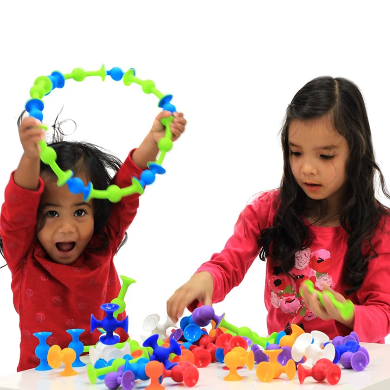 Мягкие строительные блоки для детей DIY Squigz Pop Sucker забавная силиконовая модель