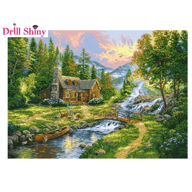 New 5D DIY Diamond Painting House Embroidery Full Square Diamond Cross