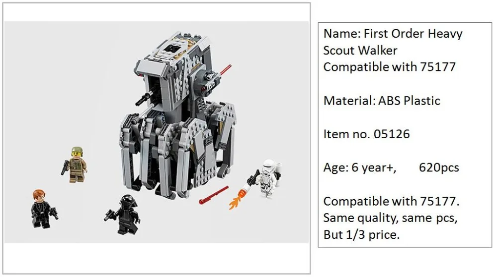 Mailackers 05126 первый заказ Scout Walker 620 шт. блоки Star Wars Игрушки для детей Starwars 75177|Блочные