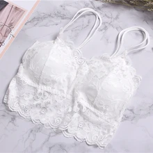Летние пикантные кружевные бретели Для женщин Мягкий Push up Топ Короткие Холтер жилет девушка сзади прозрачное белье