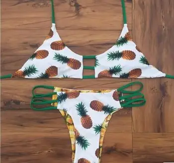 

WackDaria women swimsuit купальник pineapple PRINTING BIKINI SET FOR women VERY sexy biquini swimsuit waistcoat beach wear