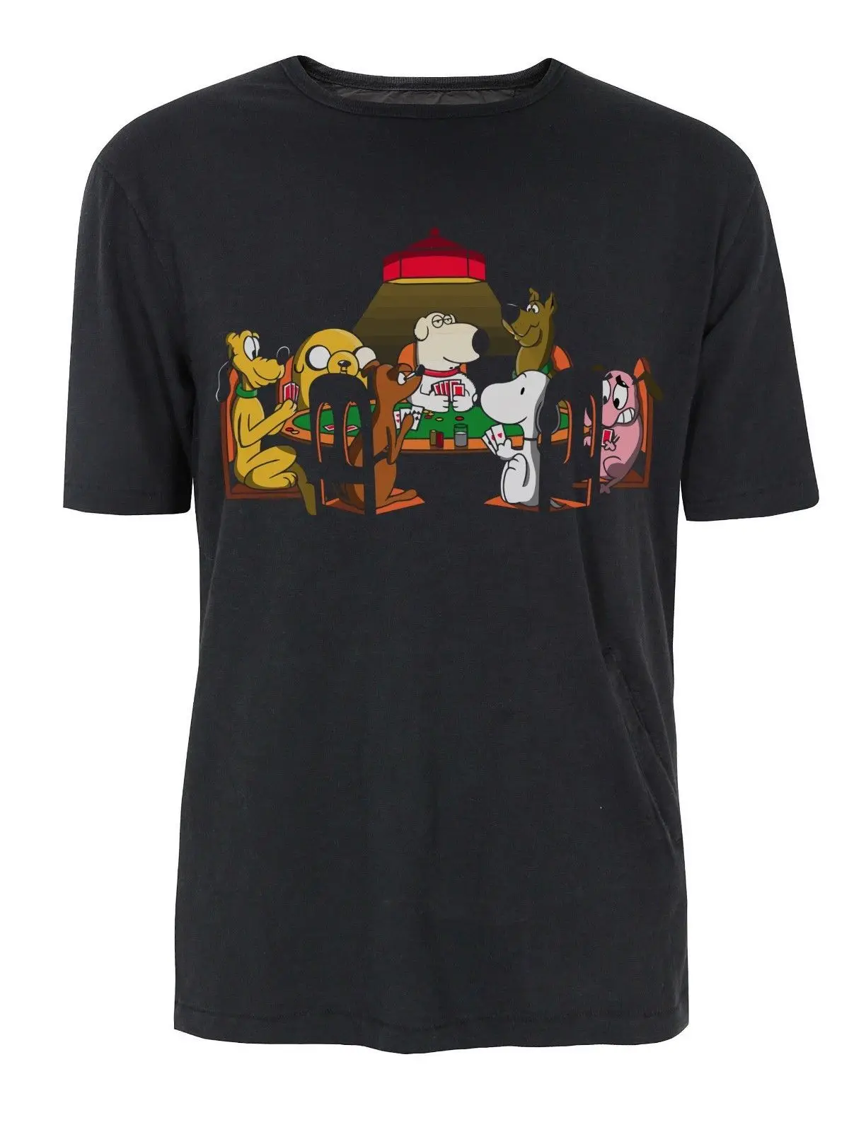 

CARTOON DOGS PLAYING POKER FUNNY SCOOBY DOO AND CO CP27 UNISEX BLACK T SHIRT Custom Short Sleeve O-Neck Mens Printed Tshirts