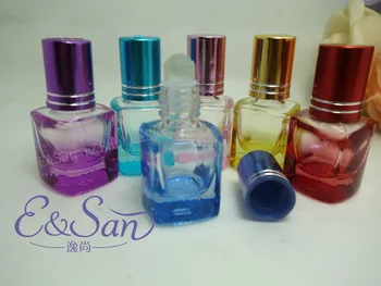 

PZL34-5ML Spray Color Square Glass Bottle Empty Roll On Small Perfume Cosmetics Bottle 100PCS/LOT