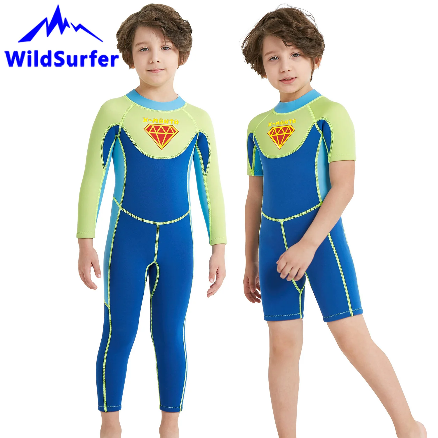 

WildSurfer Kid Sunscreen Neoprene Wetsuit Children 2.5mm One-Piece Diving Suit Keep Warm Overall Swimsuit Boy Fato De Banho W119