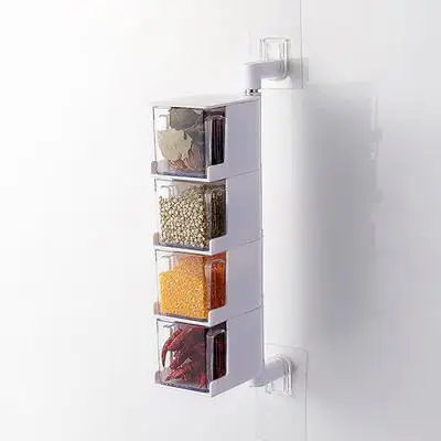 Вращающийся на 360 градусов многоуровневый настенный органайзер для банок контейнеры для приправ кухонные инструменты стойка для специй коробка для хранения приправ - Цвет: 4 white