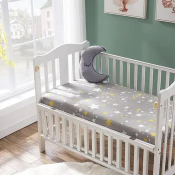 

Summitkids 100% Cotton Fitted Sheet Printing Crib Sheet Shrink-Resistant Soft and Protective.Unisex Crib Mattress Cover