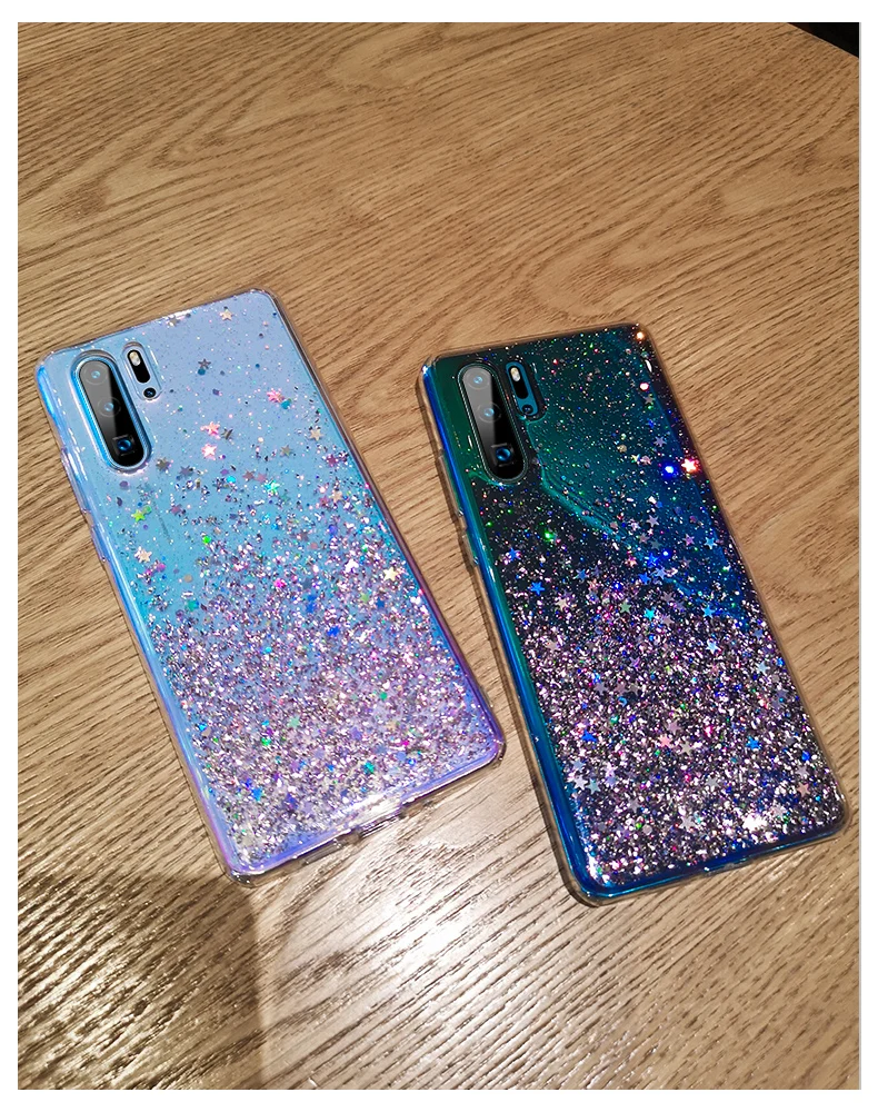 Bling Glitter Case for Huawei P20 Lite P30 Silicon Crystal Sequins Soft Cover for Huawei P30 Lite P20 Pro Transparent Phone Case