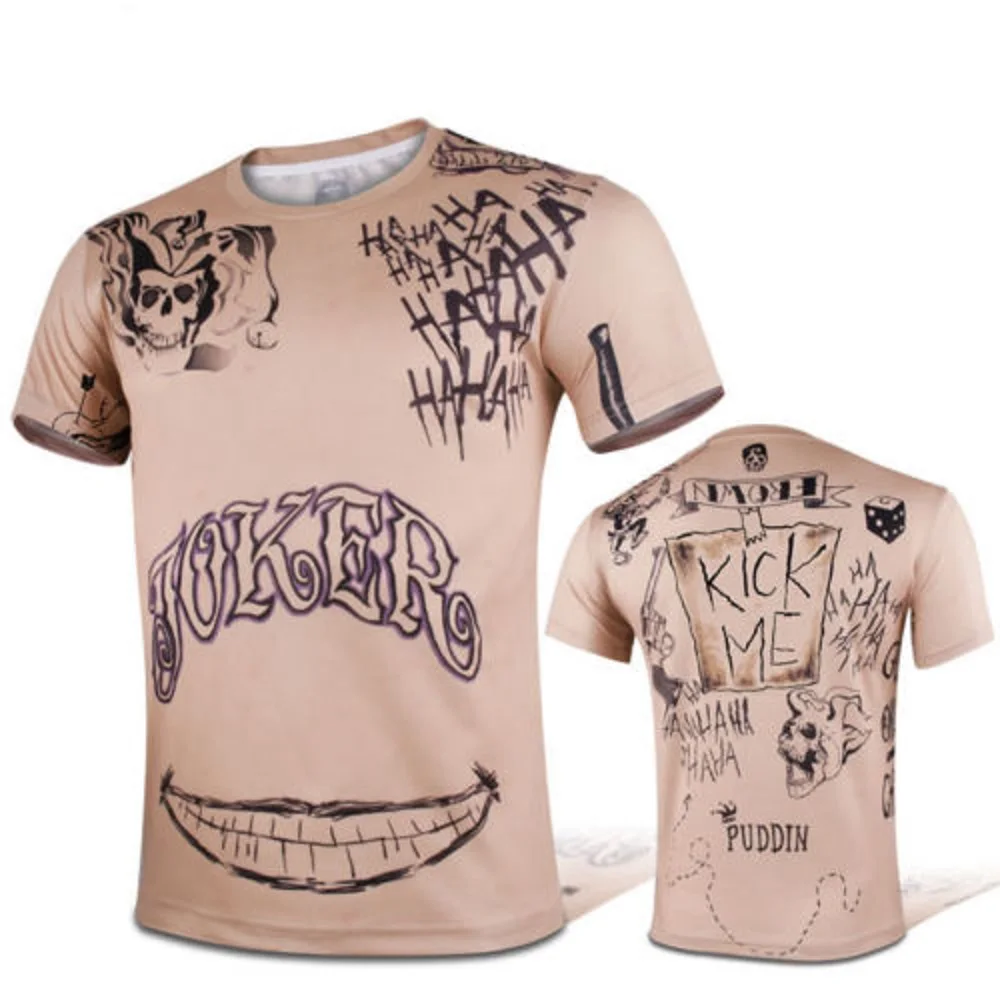 Suicide Squad T-Shirt Harley Quinn Joker Harleen Quinzel Deadshot Print Men Quick Dry Jogger Tight T Shirts Cool Tops Tees
