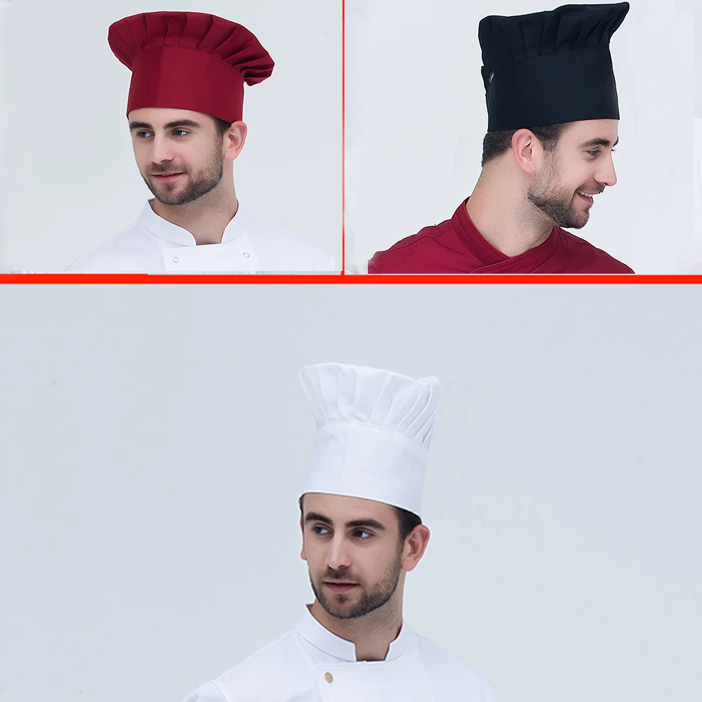 Высокое качество поварская шляпа Твердые суши шеф-повара головные уборы официантов для взрослых ресторан отель пекарня столовая шеф-поварка рабочая одежда складной колпачок