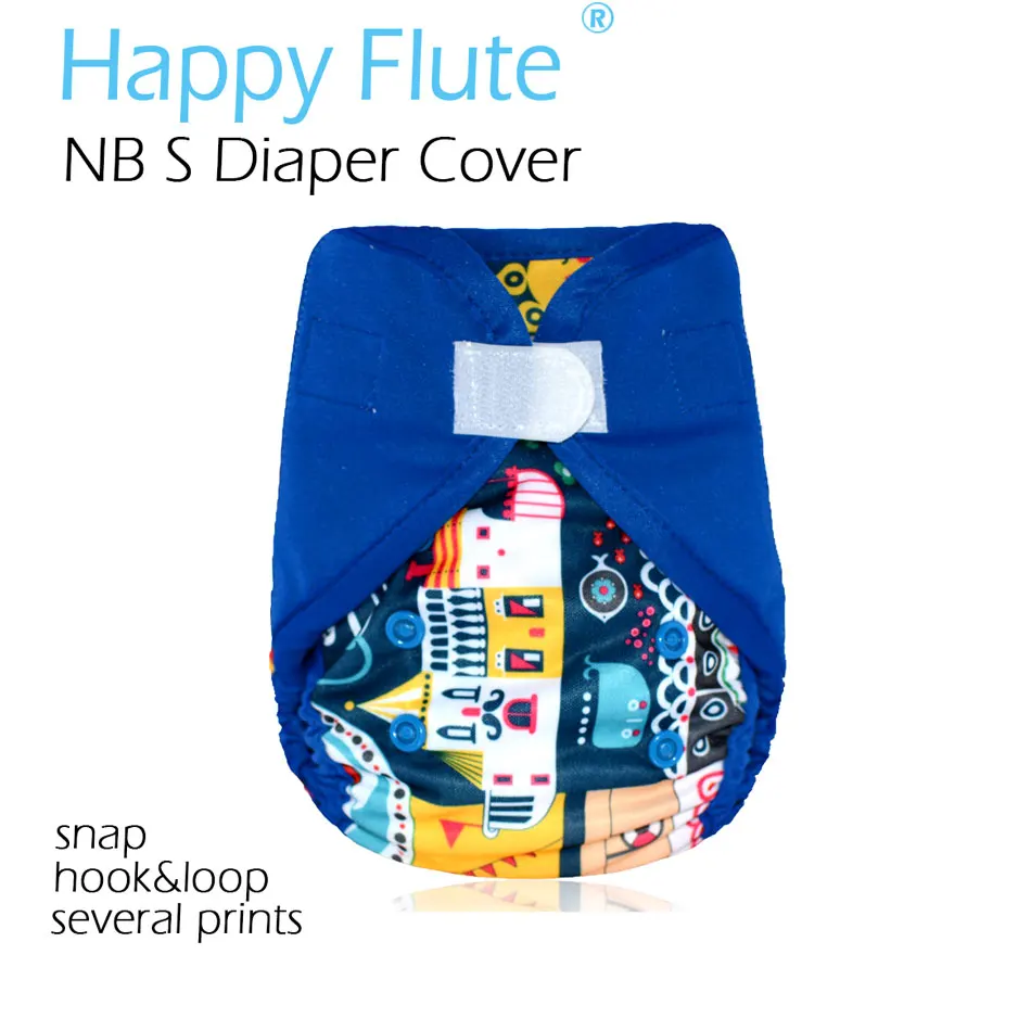 Happy Flute NB/S Чехол для подгузников, двойные протекторы, водонепроницаемый и дышащий, подходит для детей 3-6 месяцев или 6-19 фунтов