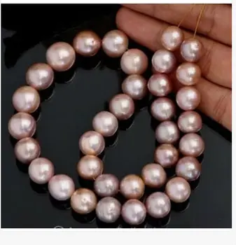 

free shipping gorgeous AAA 12-14kmm lavender pearl necklace 18inch 14k