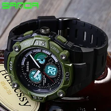 Sanda Luxury Brand Men Dual Display Sports Watches Digital LED Quartz Wristwatches Outdoor Casual Watch relogio masculino