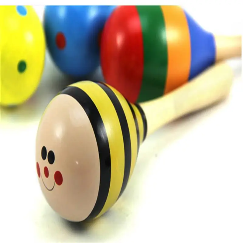 Percussion Musical Instrument Rattle Sand Hammer Infant Baby Kid Wooden Ball Toyin Baby Rattles