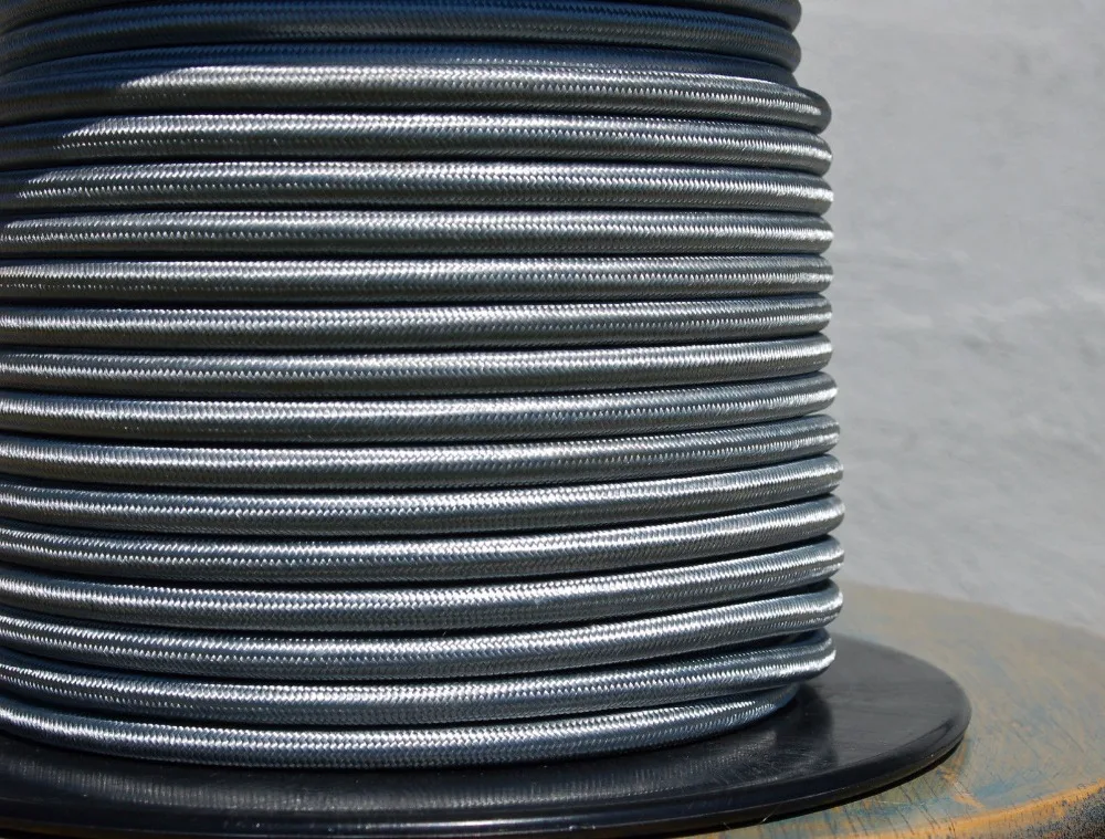 Фабрика 10 метров серый 2 ядра 0,75 мм2 текстильный Электрический провод цвет плетеный провод Ткань покрытый шнур электропитания провод кабель