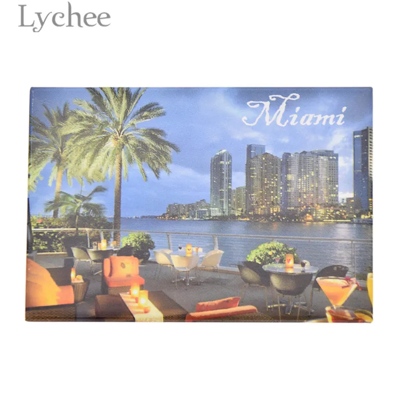 Магнит на холодильник Lychee Life Miami креативный пейзаж прямоугольник магнит дорожные