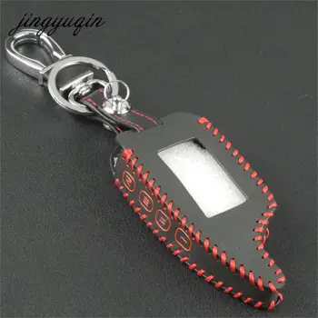 

jingyuqin M5 Two Way Car Alarm Leather Case Only fit For Scher-Khan Magicar 5 6 Scher khan Keychain LCD Remote Key Cover