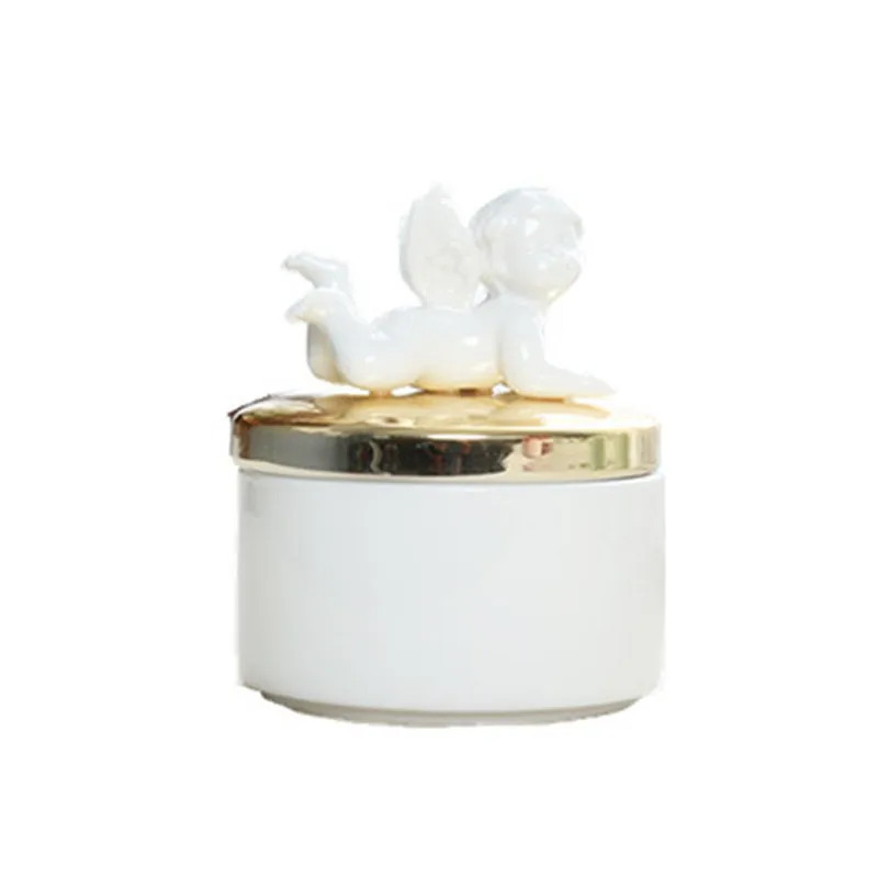 Romantic Pink Wedding Angel Ceramic Candy Box Creative Gift Box Gift Box Jewelry Golden Box Earring Necklace White Storage Tank 2