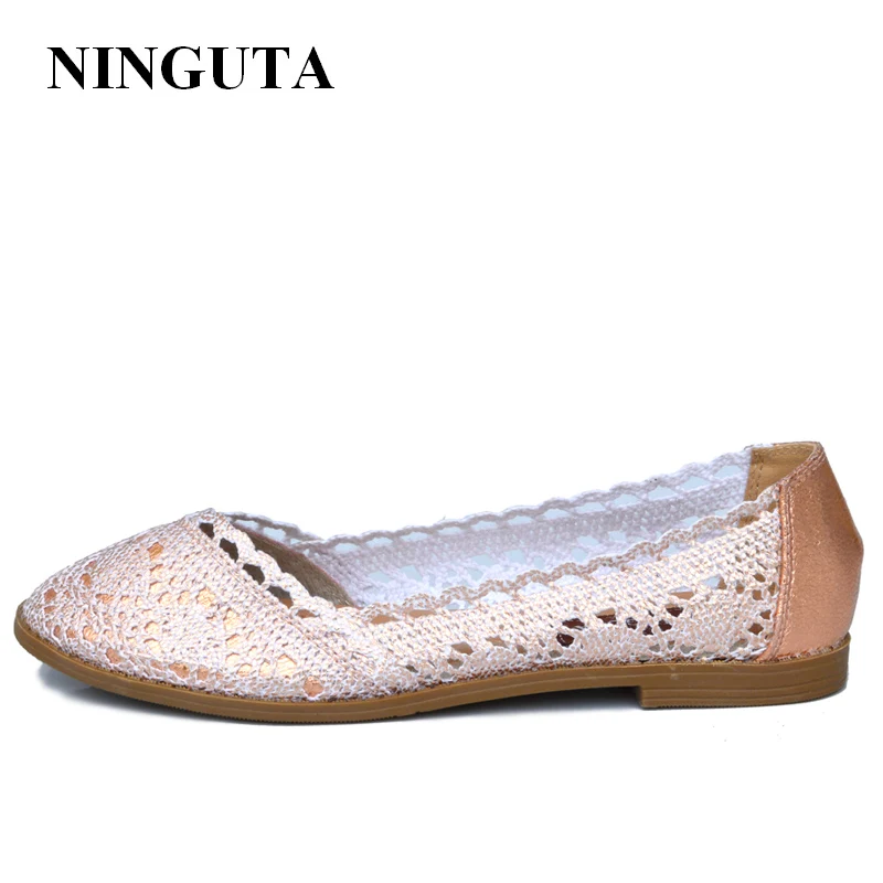 NINGUTA кружевные плоские туфли женские летние водонепроницаемые Мокасины
