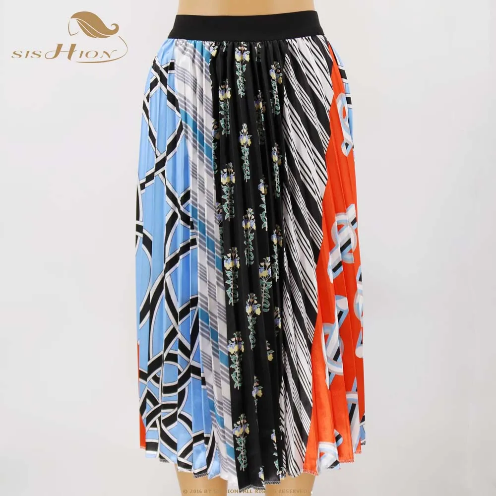 SISHION Mid-rise юбка Женская длинная секция лето новая мультяшная плиссированная юбка SP0036 Корейская версия юбки женские