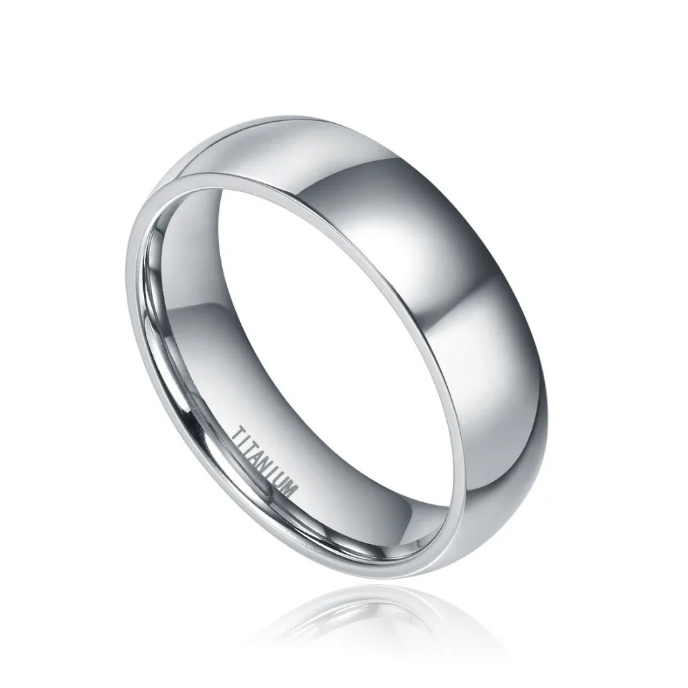 2Pcs 6mm&8mm Ring Set Silver Titanium Ring Domed Design Wedding Band Engagement Rings Fashion Couple Jewelry Love Alliance Anel