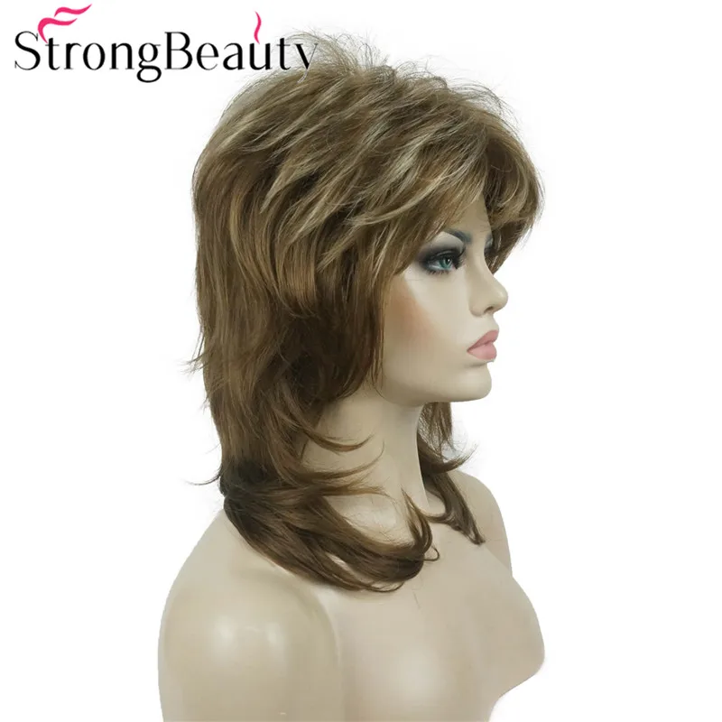 StrongBeauty парик средней длины волнистые волосы натуральные синтетические парики